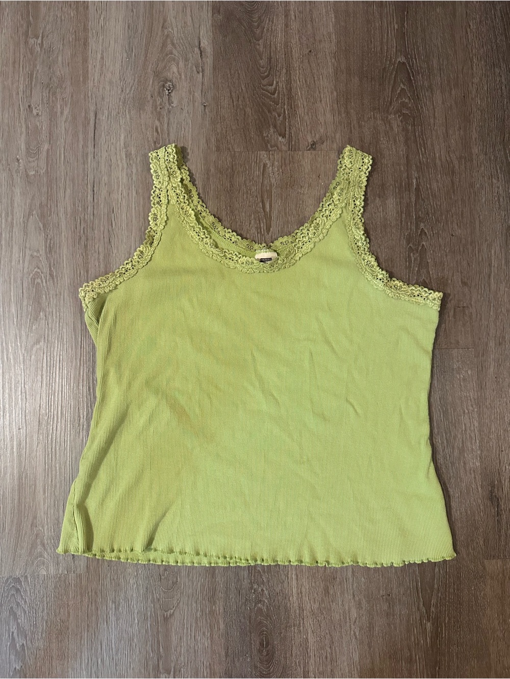 Faded Glory Lime Green Lace-Trim Tank Top